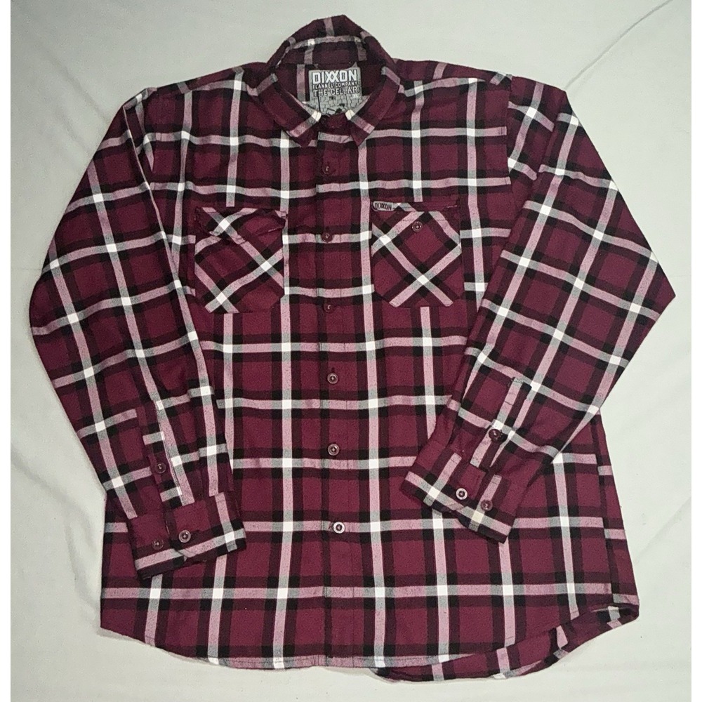 Excellent Dixxon Flannel The Cellar Shirt Men's XL Burgundy White Plaid Outdoor